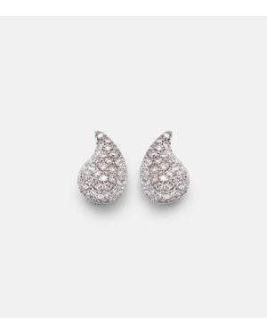 Roxanne First Boules D'Oreilles Happy Tears En Or Blanc 14 Ct Et Diamants