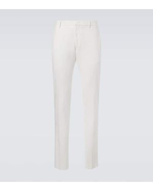 ZEGNA Cotton-Blend Slim Trousers - White