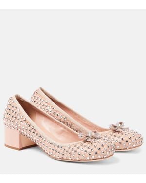 Rene Caovilla Crystal-Embellished Leather Pumps - Pink