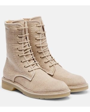 Max Mara Schnuerstiefel Baker Aus Kaschmir - Natur