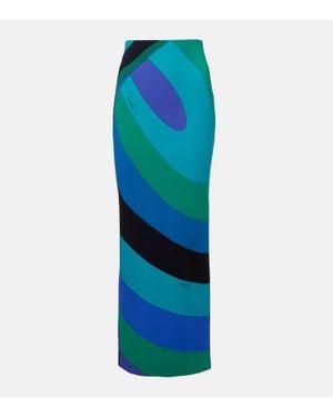 Emilio Pucci Orchidee Maxi Skirt - Blue