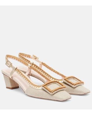 Roger Vivier Belle Vivier Embellished Slingback Court Shoes - Natural