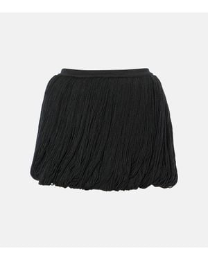 Alaïa Fringed Wool Miniskirt - Black