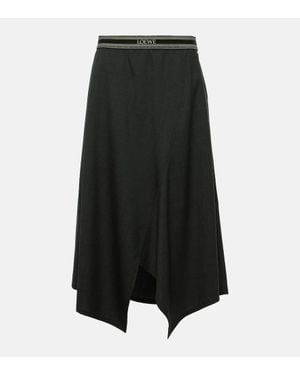 Loewe Gonna midi asimmetrica in lana - Nero