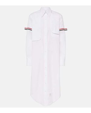 Thom Browne Hemdblusenkleid Rwb Stripe Aus Baumwolle - Weiß