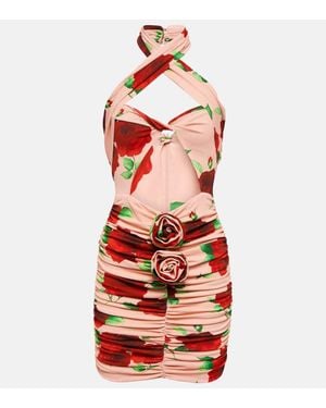 Magda Butrym Mini-Dress With Floral Print All-Over - Red