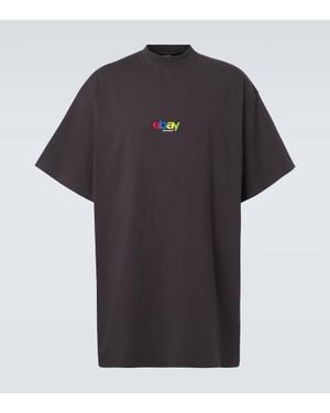 Balenciaga Besticktes T-Shirt Aus Baumwolle - Schwarz