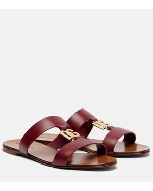 Dolce & Gabbana Dg Leather Slides - Brown