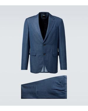 ZEGNA Anzug Aus Wolle Und Leinen - Blau