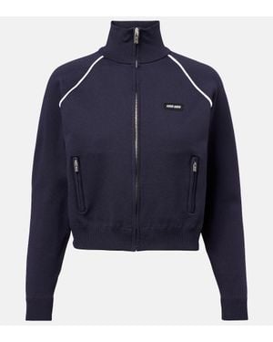 Miu Miu Logo Zip-Up Sweatshirt - Blue
