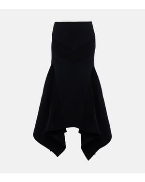 The Attico Cotton Midi Skirt - Black