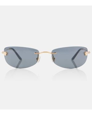 Versace Eckige Sonnenbrille Damier Plaque - Blau