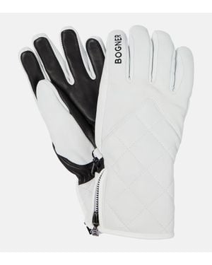 Bogner Guantes De Esqui Dana De Piel Acolchada - Blanco