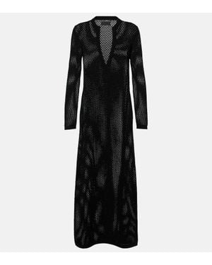 Nili Lotan Zera Open-Knit Cotton Maxi Dress - Black