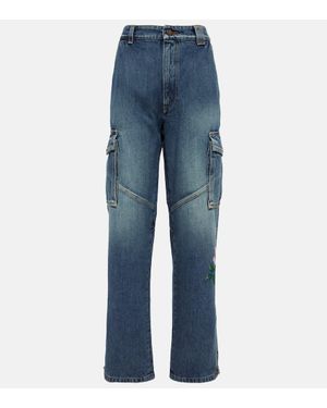 Alessandra Rich Jeans Flared Con Paillettes - Blu