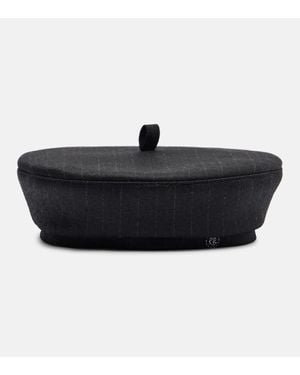 Ruslan Baginskiy Pinstriped Wool-Blend Beret - Black