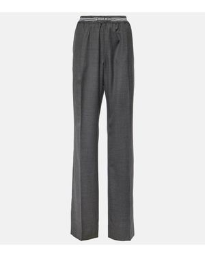 Miu Miu Low-Rise Wool Pants - Gray
