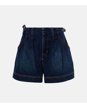 Veronica Beard Shorts Jaffe De Denim De Tiro Alto - Azul