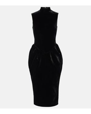Rasario Robe Midi En Velours - Noir