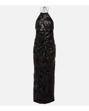 ROTATE BIRGER CHRISTENSEN Sequin Halterneck Midi Dress - Women's - Polyester/elastane - Black
