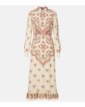 Etro Vestido Midi Estampado Con Aberturas - Neutro