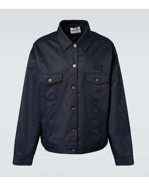 Miu Miu Logo Cotton Chino Blouson - Blue