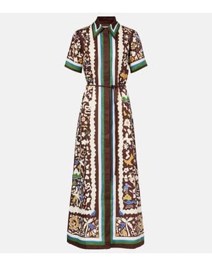 ALÉMAIS Maroc Printed Linen Shirt Dress - White