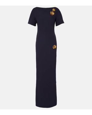 Safiyaa Verzierte Robe Lacin Aus Crepe - Blau