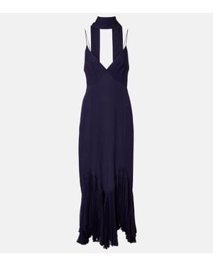 KHAITE Candita Scarf-Detail Silk Midi Dress - Blue