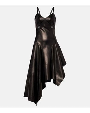 McQueen Midikleid Aus Leder - Schwarz