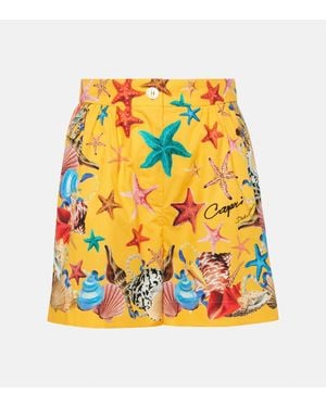 Dolce & Gabbana High-Rise Shorts Capri Aus Baumwolle - Gelb