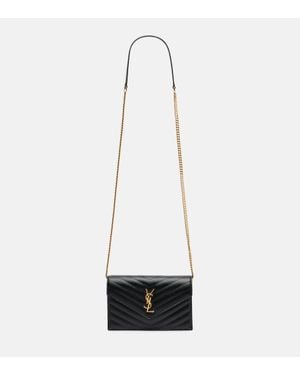 Saint Laurent Cassandre Envelope Small Leather Wallet On Chain - White