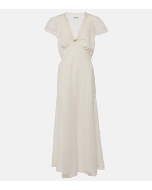 RIXO London Clarice Lace-Trimmed Woven Midi Dress - White