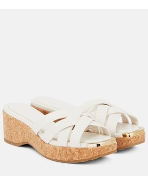 Jimmy Choo Sandalen Maribou 50 Aus Veloursleder Und Kork - Weiß