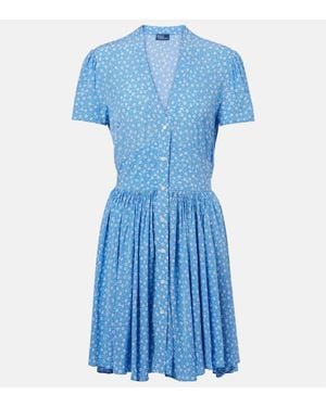 Polo Ralph Lauren Floral Crepe Shirt Dress - Blue