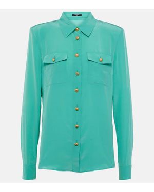 Balmain Hemd Aus Crepe De Chine Aus Seide - Grün