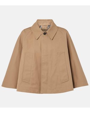 【関税＆送料込み】Burberry Cotton-Blend Cropped Cape Burberry Cotton-Blend Cropped Cape in Natural | Lyst
