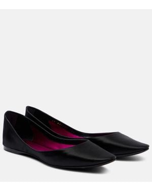Saint Laurent Lou Satin Crepe Ballet Flats - Black