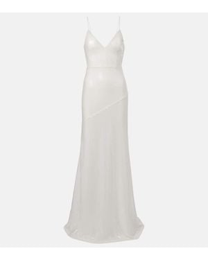 Alex Perry Robe Longue De Mariee A Sequins - Blanc