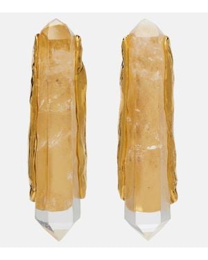 Saint Laurent Obelisk Embellished Clip-On Earrings - Metallic