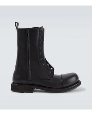 Balenciaga Truck Leather Combat Boots - Black