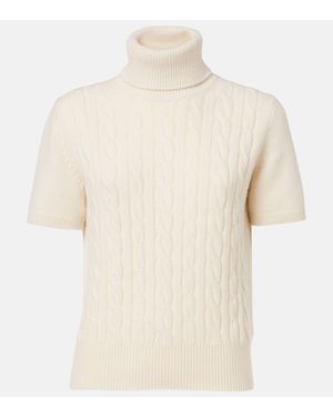 Loro Piana Jubilee Cable-knit Turtleneck Top - White