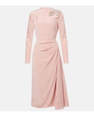 Erdem Draped Silk And Cotton Midi Dress - Pink
