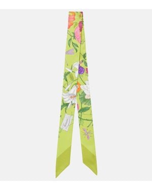 Gucci Floral Silk Twill Scarf - Green