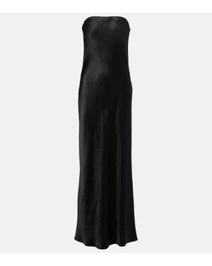 Vince Strapless Satin Maxi Dress - Black