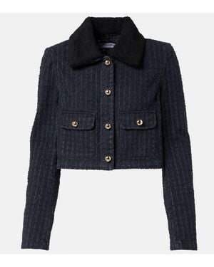 Self-Portrait Veste Raccourcie En Denim A Ornements - Bleu
