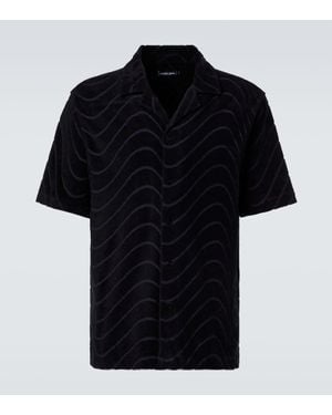 Frescobol Carioca Camisa De Rizo En Mezcla De Algodon Bordada - Negro