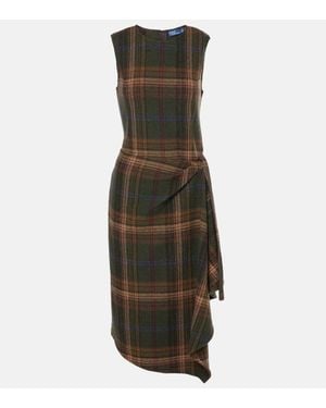 Polo Ralph Lauren Plaid Wool-Blend Midi Dress - Green