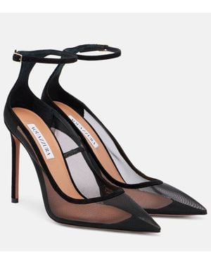 Aquazzura Love Affair 105 Mesh Court Shoes - Black