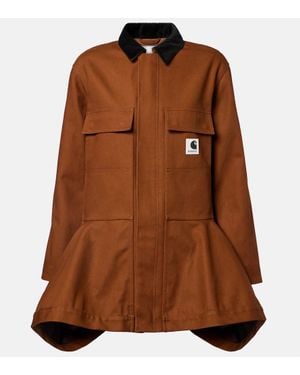 Sacai X Carhartt Chaqueta De Lona De Algodon - Marrón